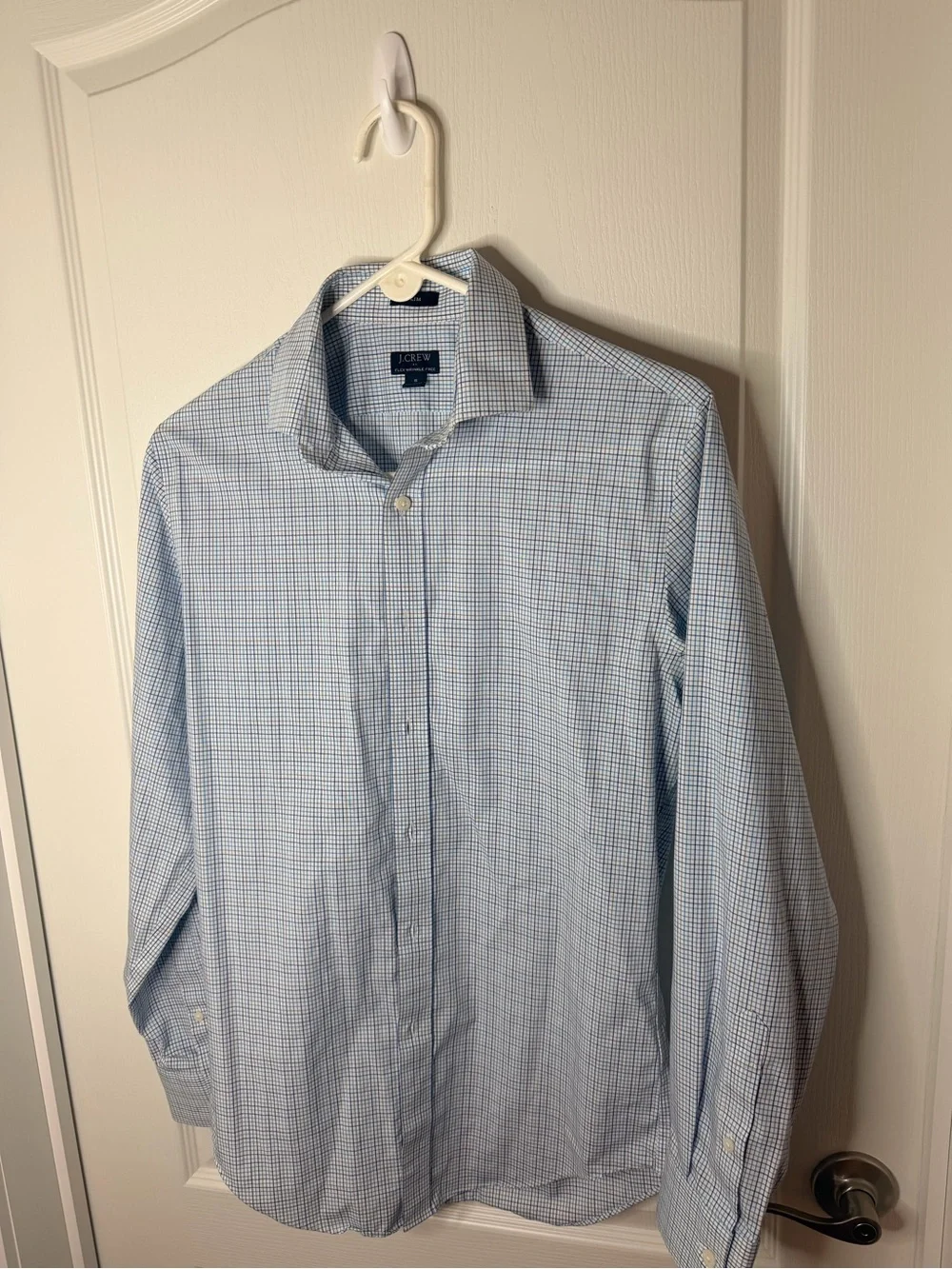 J. Crew Men's Light Blue Micro-Check Dress Shirt